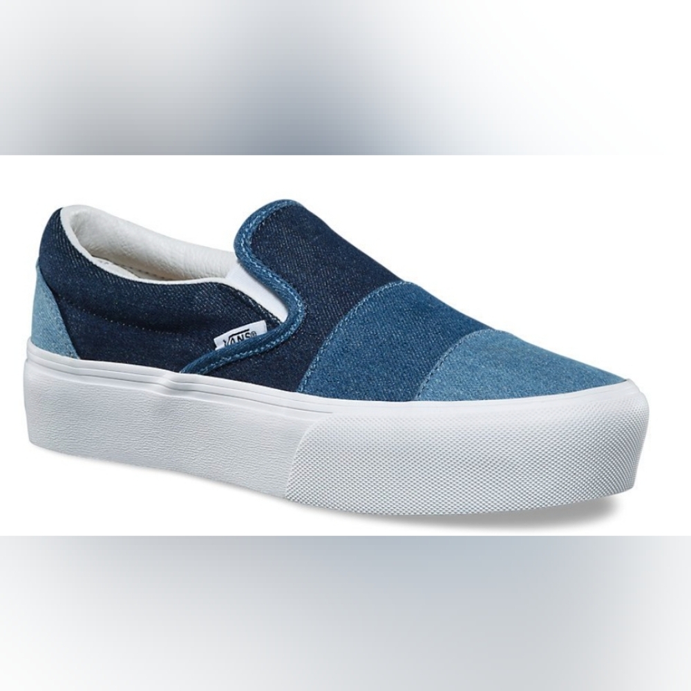 Vans Slip-On 'Patchwork' Denim Platform Sneakers … - image 1